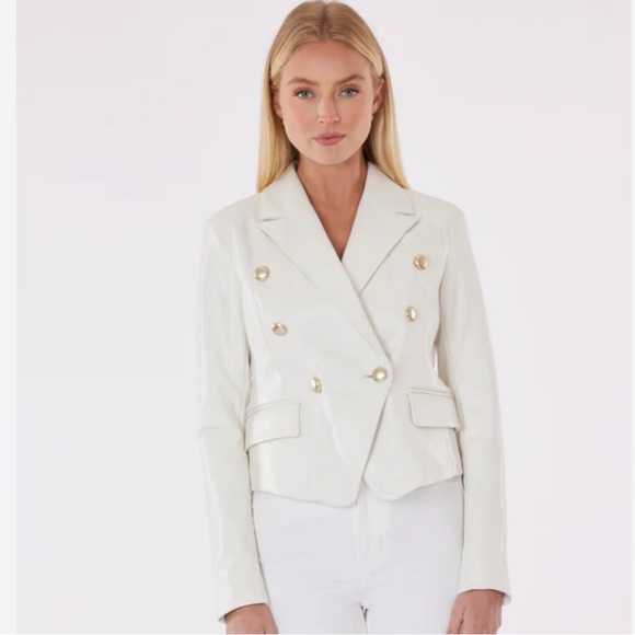 Dolche Caba Elegant White Double-Breasted Women's Blazer Size xl - Picture 4 of 13